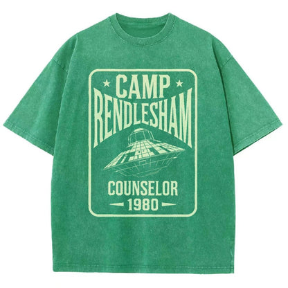 Camp Rendlesham Counselor 1980 UFO Vintage Distressed T-shirt