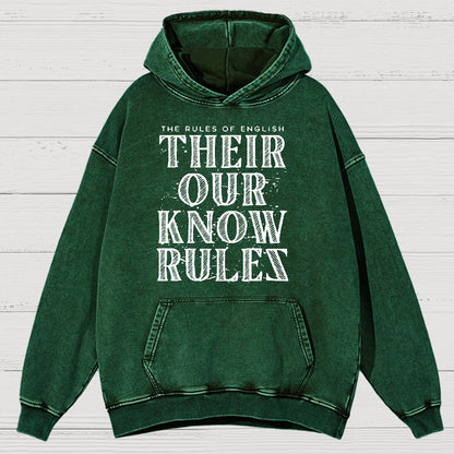 Their Our Know Rules Vintage Distressed Hoodie