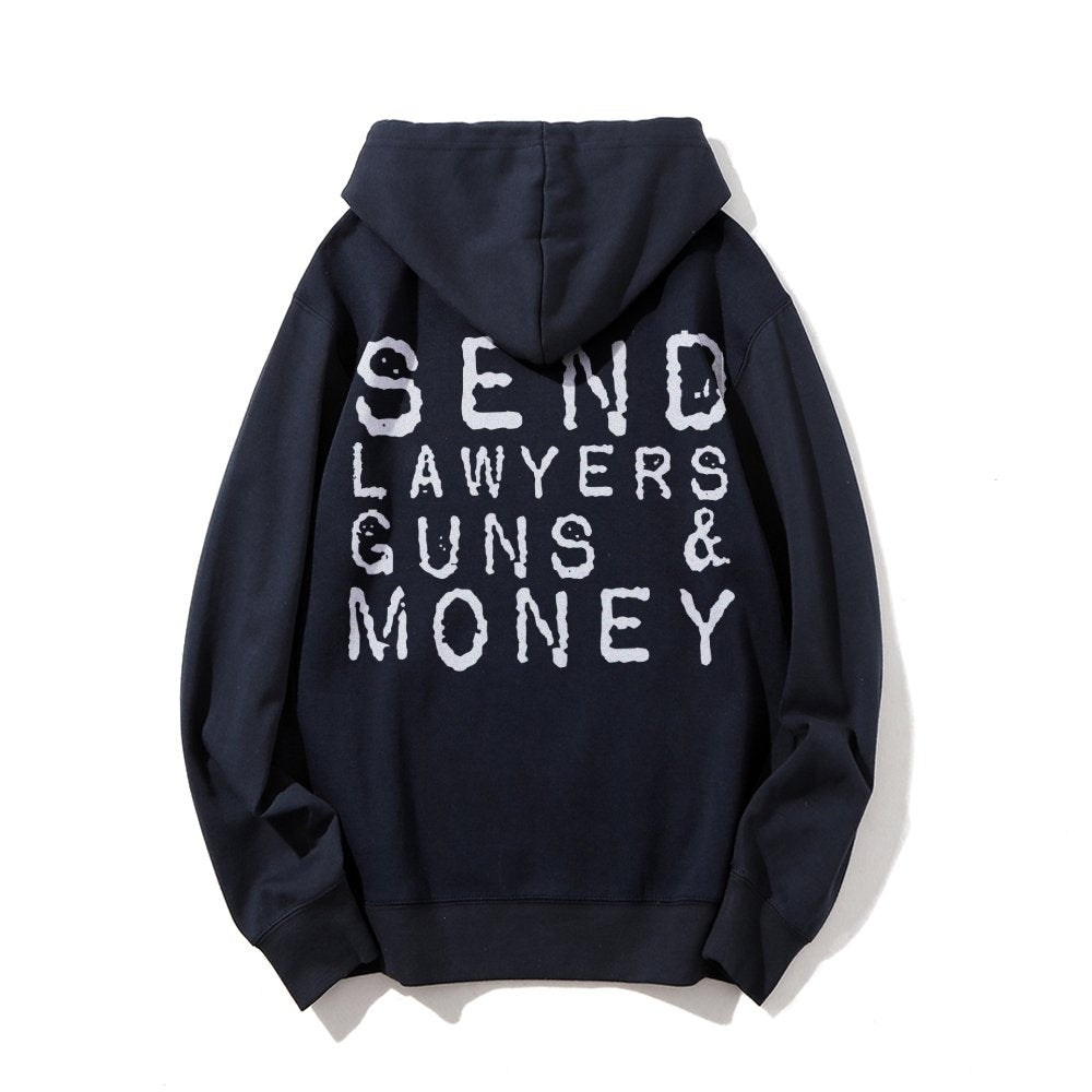 Send Lawyers Guns And Money Printed Back Unisex Cotton Hoodie