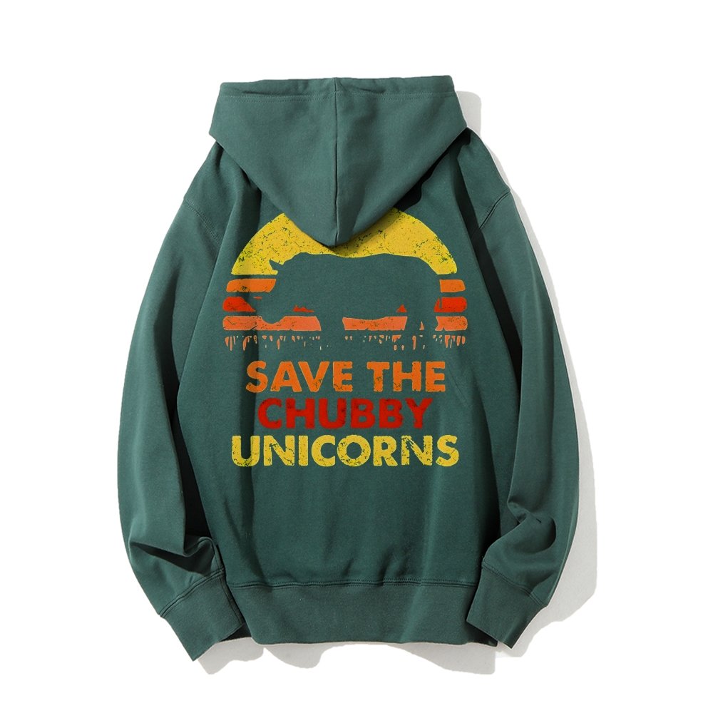 Save The Chubby Unicorns  Printed Back Unisex Cotton Hoodie