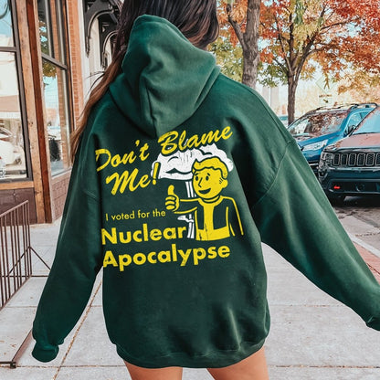 I Voted for the Apocalypse Printed Back Unisex Cotton Hoodie