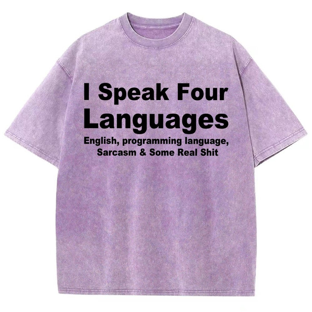 Speak Four Languages Vintage Distressed T-shirt