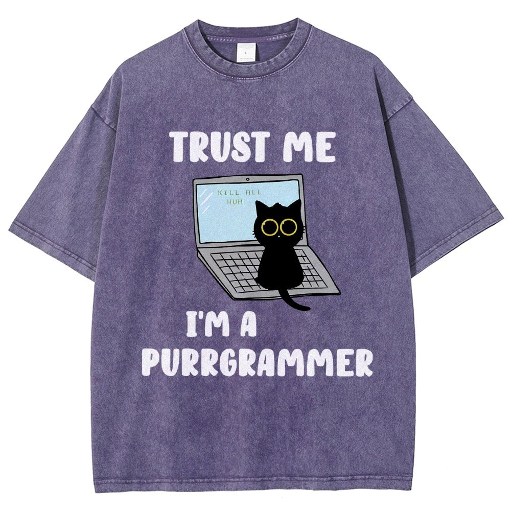 I'm A Purrgrammer Funny Cat Nerdy Vintage Distressed T-shirt