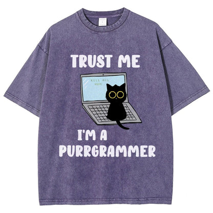 I'm A Purrgrammer Funny Cat Nerdy Vintage Distressed T-shirt