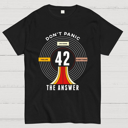 Nice Don't Panic 42 The Answer To Life Geek T-Shirt
