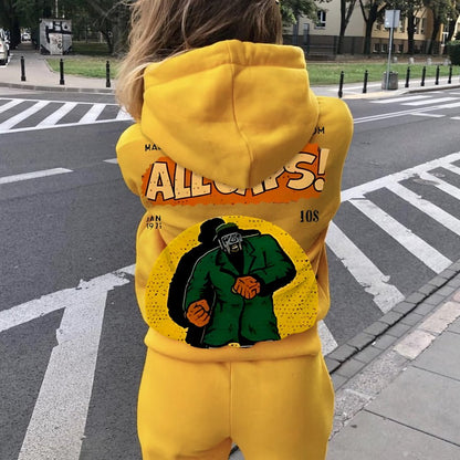 Vintage Hip-Hop Mf Graphic Printed Back Cotton Hoodie