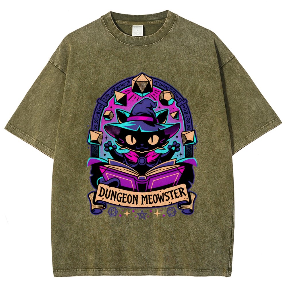 Feline Dungeon Keeper Meowster Vintage Distressed T-shirt