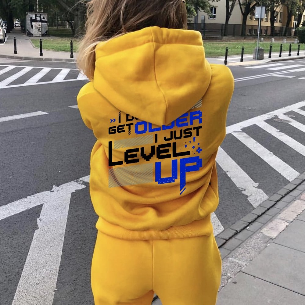 I Don't Older Just Level UP Printed Back Unisex Cotton Hoodie