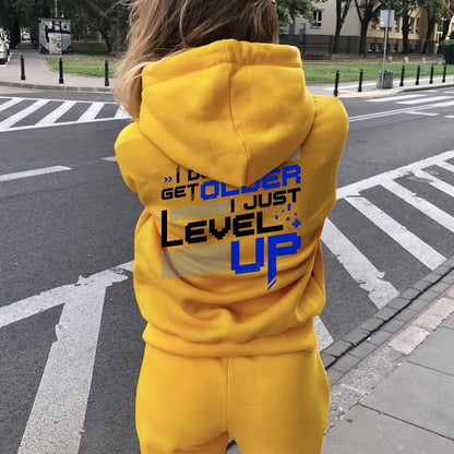 I Don't Older Just Level UP Printed Back Unisex Cotton Hoodie