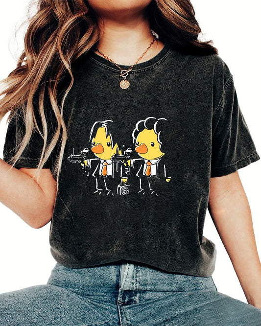 Duck Fiction Geeky Vintage Distressed T-shirt