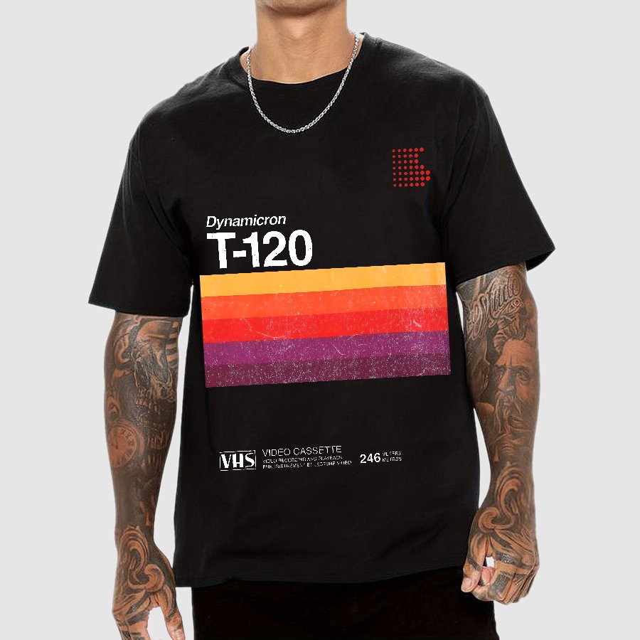 VHS T-120 Vintage Video Tape Retro Graphic Geek T-Shirt