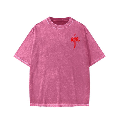 Aja Front And Back Printing Washed T-shirt