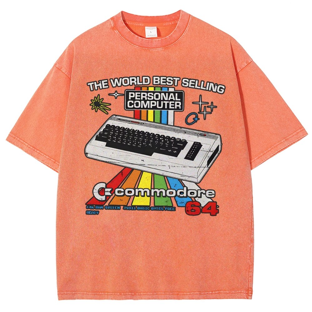 Retro Games Commodore 64 Personal Computer Vintage Distressed T-shirt