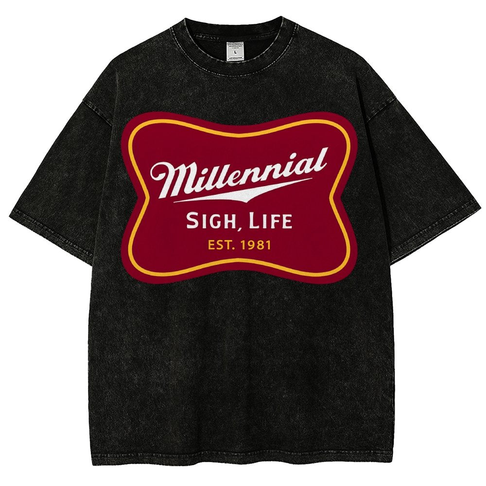 Millennial Sigh Life Vintage Distressed T-shirt