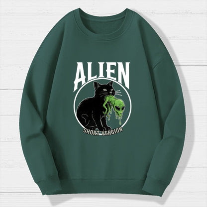 Black Cat Eating Alien Geek Cotton Sweatshirt