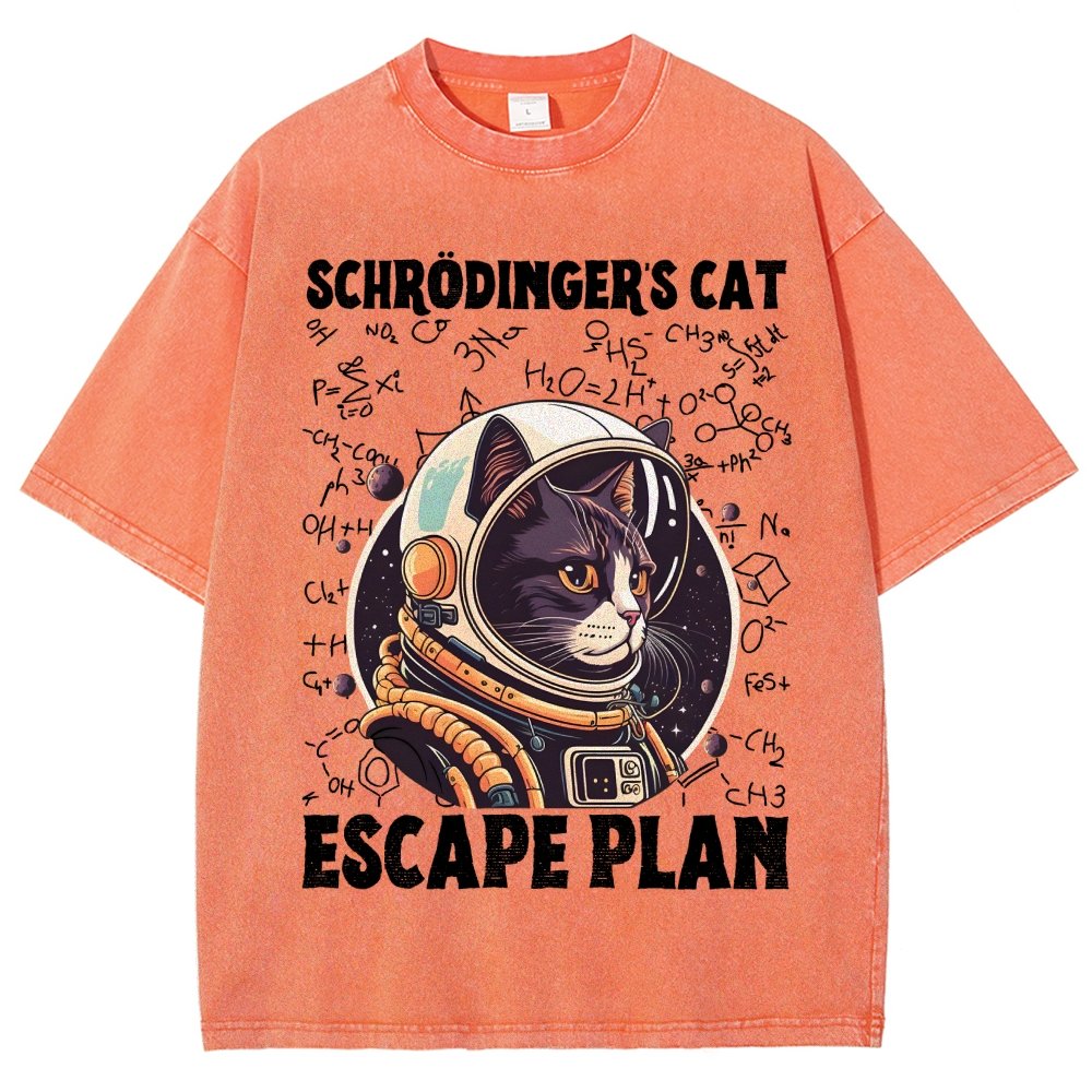 Funny Schrödinger's Cat Escape Plan Science Vintage Distressed T-shirt