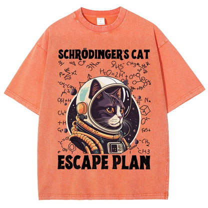 Funny Schrödinger's Cat Escape Plan Science Vintage Distressed T-shirt