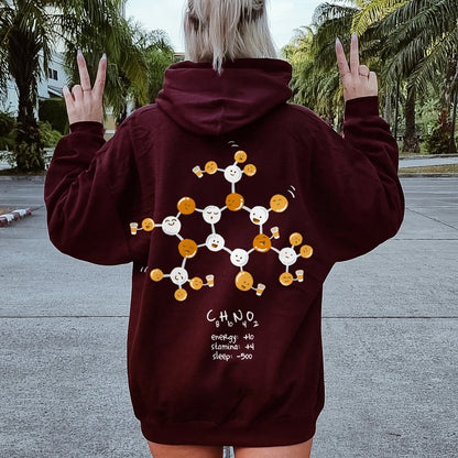 Caffeine Power Up Printed Back Unisex Cotton Hoodie