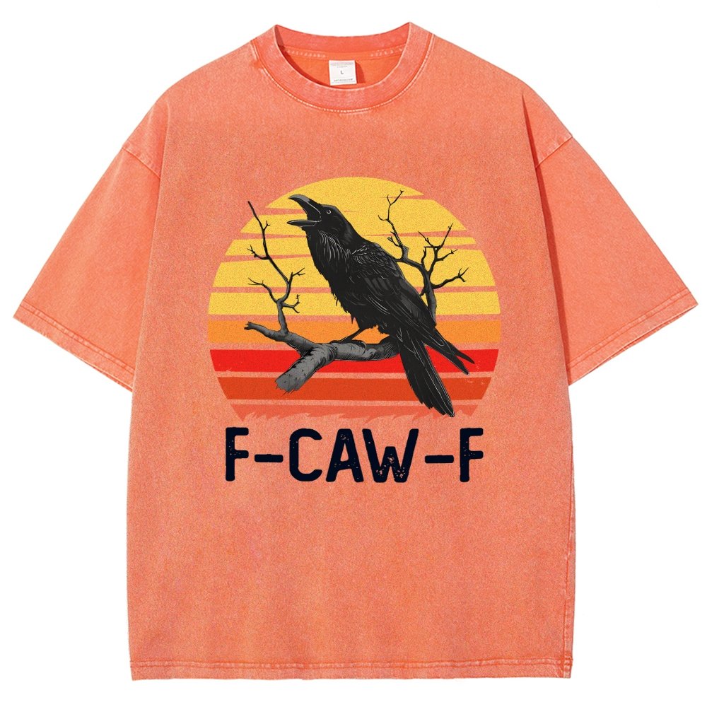 Retro Sunset F-Caw-F Black Bird Black Crow Vintage Distressed T-shirt