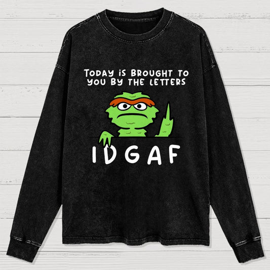 IDGAF Washed Long Sleeve Tee