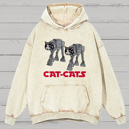 Walking Robot Cat Vintage Distressed Hoodie
