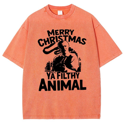 Merry Christmas Ya Filthy Animal Vintage Distressed T-shirt