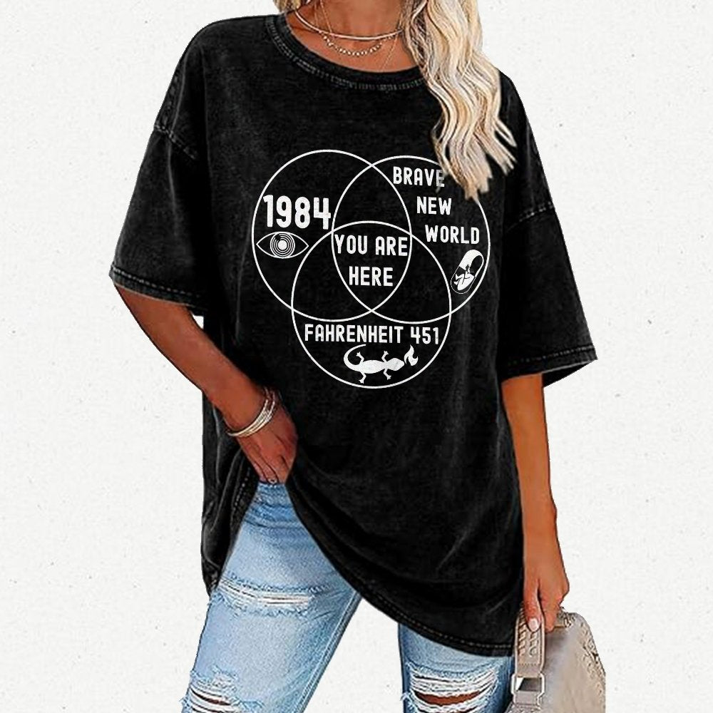 Funny Dystopian Venn Diagram Vintage Distressed T-shirt