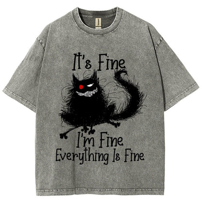 It's fine funny cat Vintage Distressed T-shirt