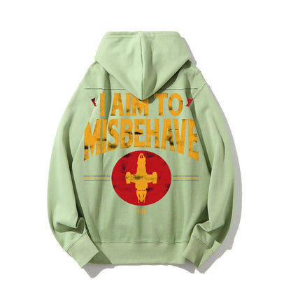 I Aim To Misbehave Geeky Printed Back Cotton Hoodie