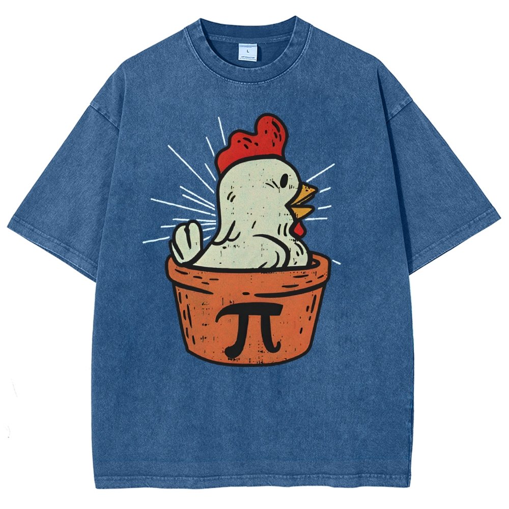 Funny Chicken Pot Pi Vintage Distressed T-shirt