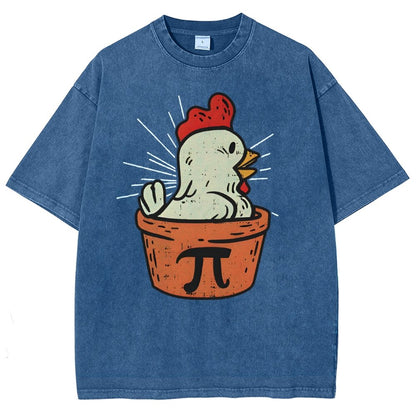 Funny Chicken Pot Pi Vintage Distressed T-shirt