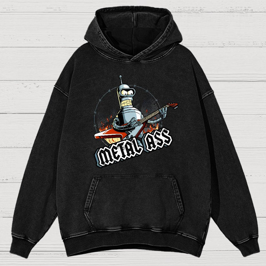 Robot Metal Rock Vintage Distressed Hoodie