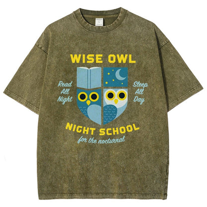 Wise Owl Night School Vintage Distressed T-shirt
