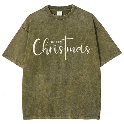 Merry Christmas .Christmas Cross Vintage Distressed T-shirt