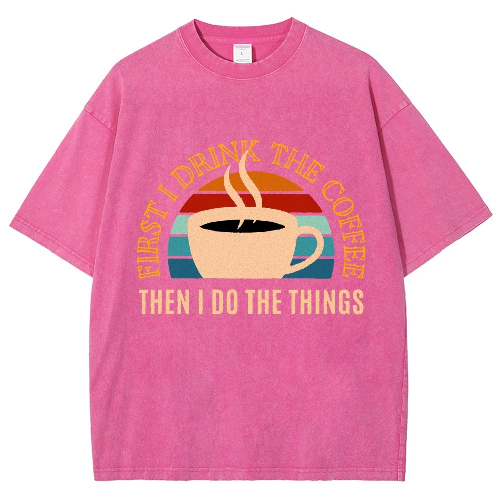 First the Coffee Vintage Distressed T-shirt