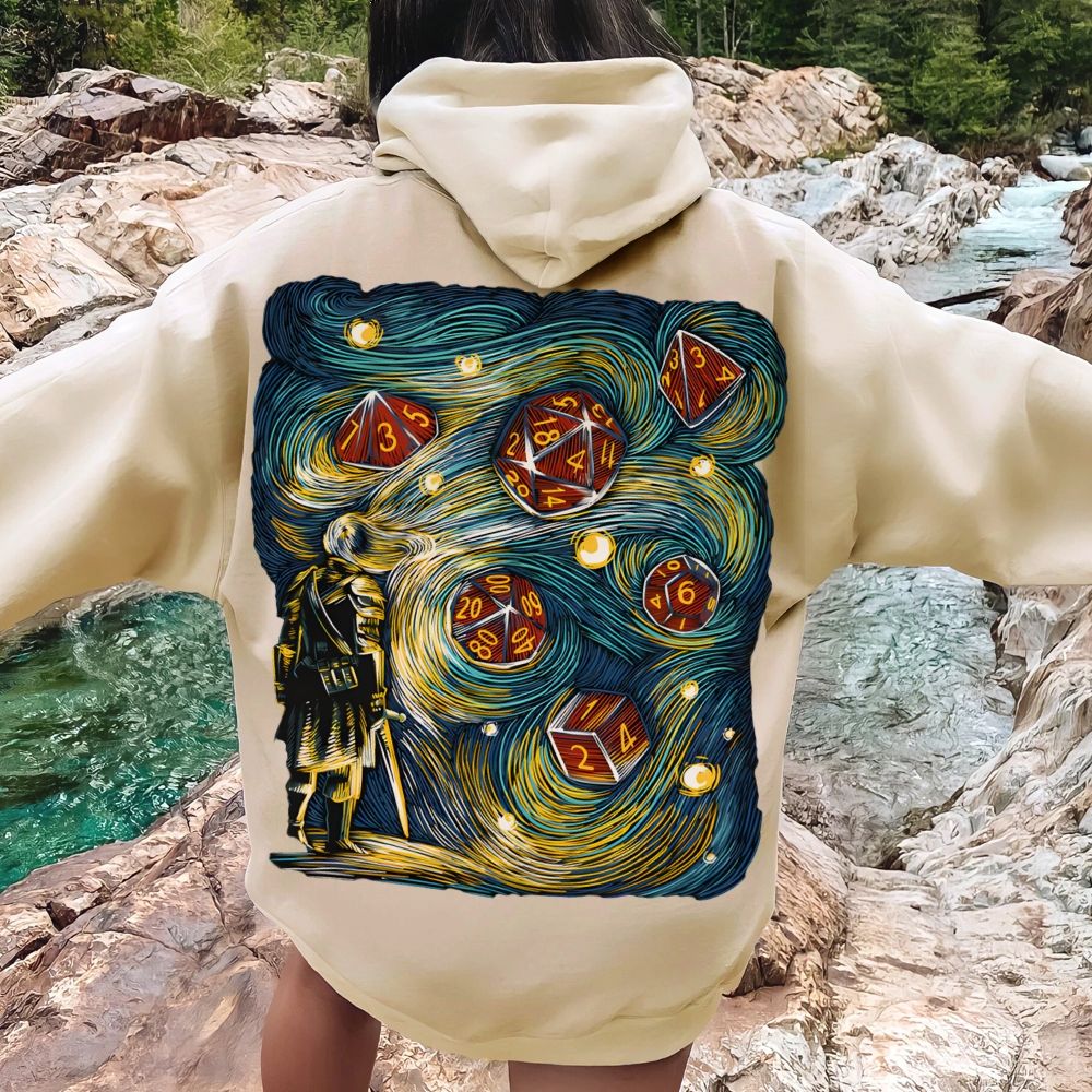 Starry Dice Printed Back Cotton Hoodie