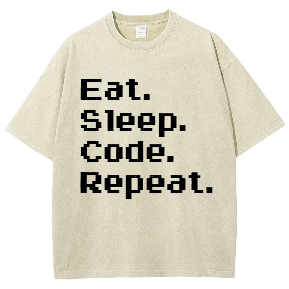 Eat Sleep Code Repeat Vintage Distressed T-shirt