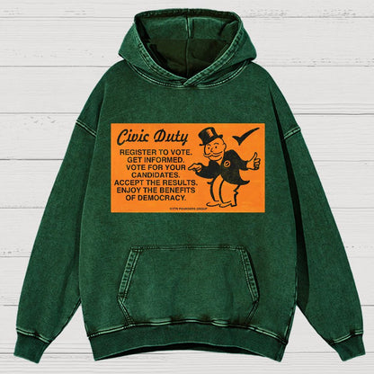 Civic Duty Card.Vintage Distressed Hoodie