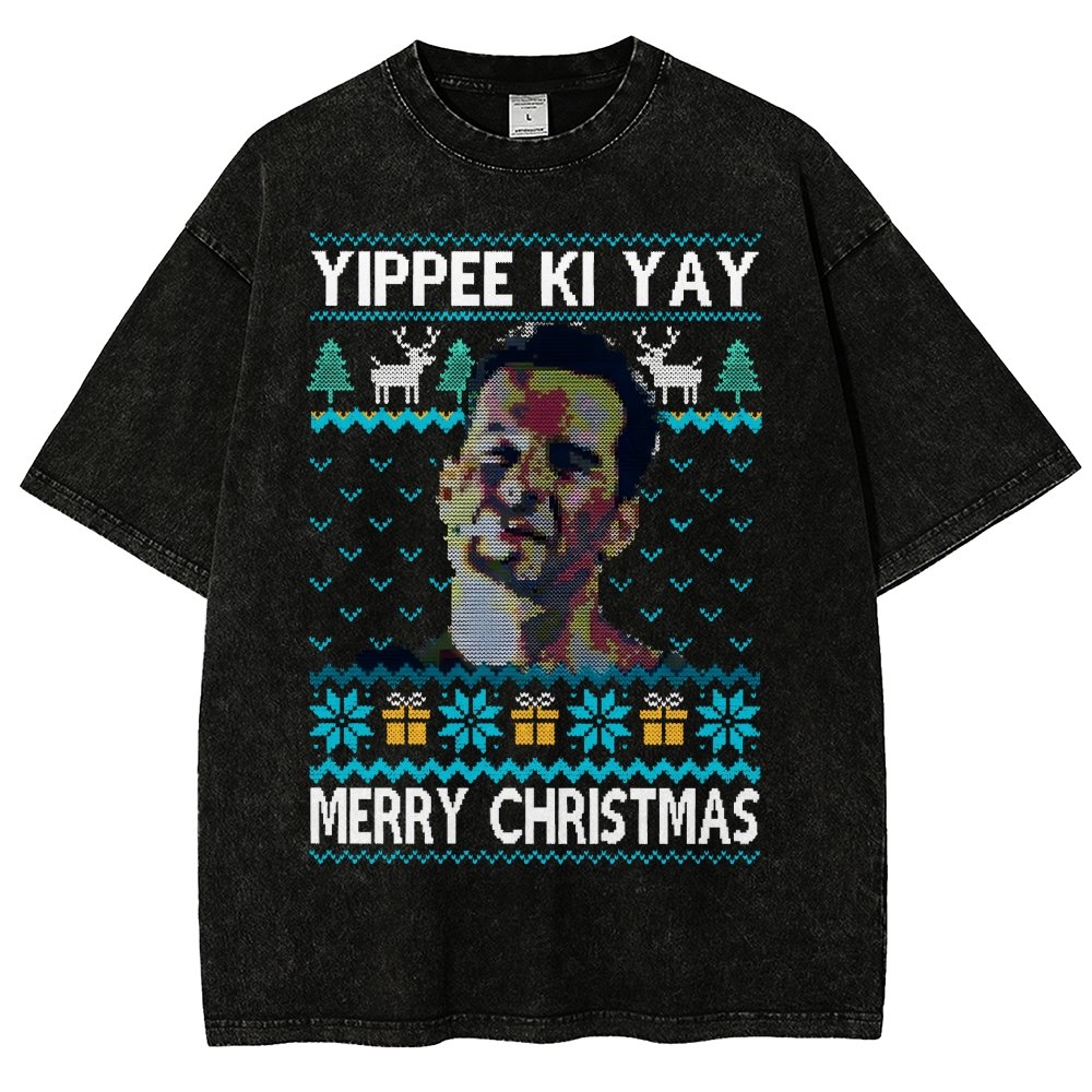 Yippee Ki Yay Christmas Vintage Distressed T-shirt