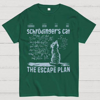 Schrodinger's Cat Escape Plan Interesting Physics Science Geek T-Shirt
