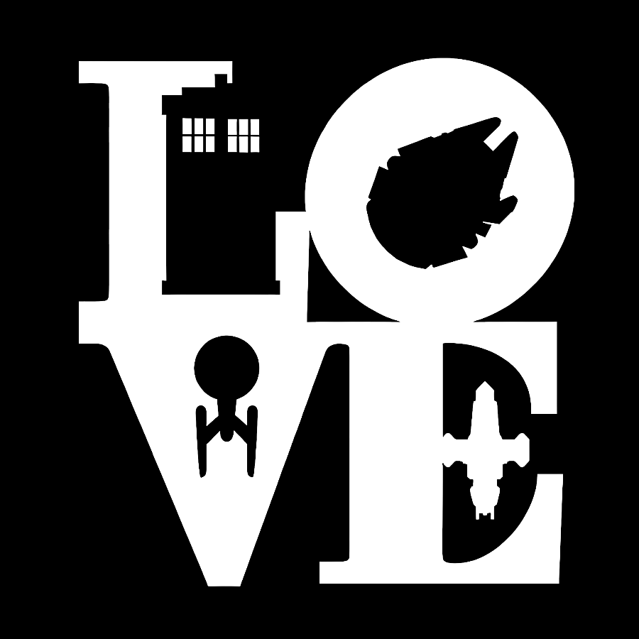 I Love SciFi Black Geek T-Shirt