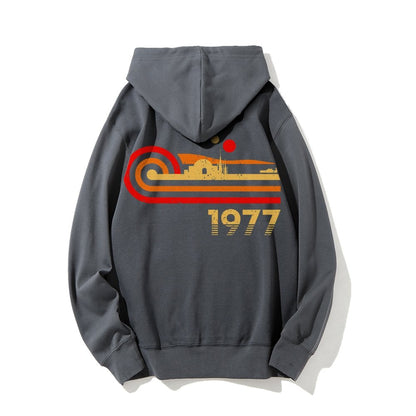 Retro Vintage Desert Planet Printed Back Unisex Cotton Hoodie