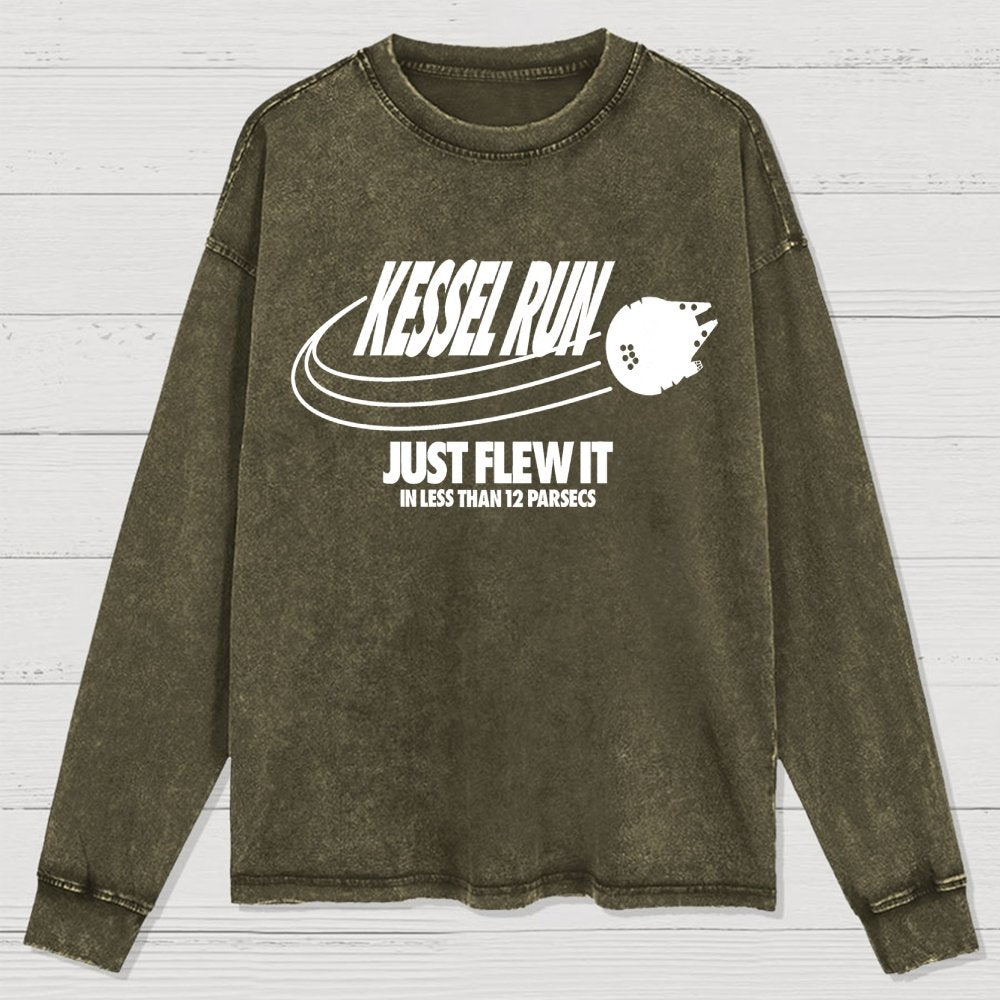 Galactic Run Just Flew It Washed Long Sleeve Tee