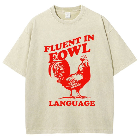 Chicken Turkey Fluent In Fowl Language Vintage Distressed T-shirt