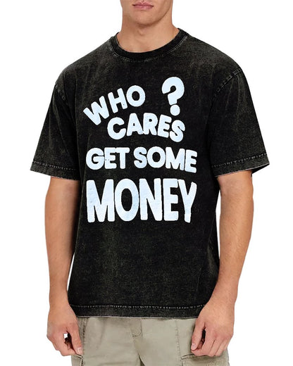 Chasing Money Graphic Print Vintage Distressed T-shirt