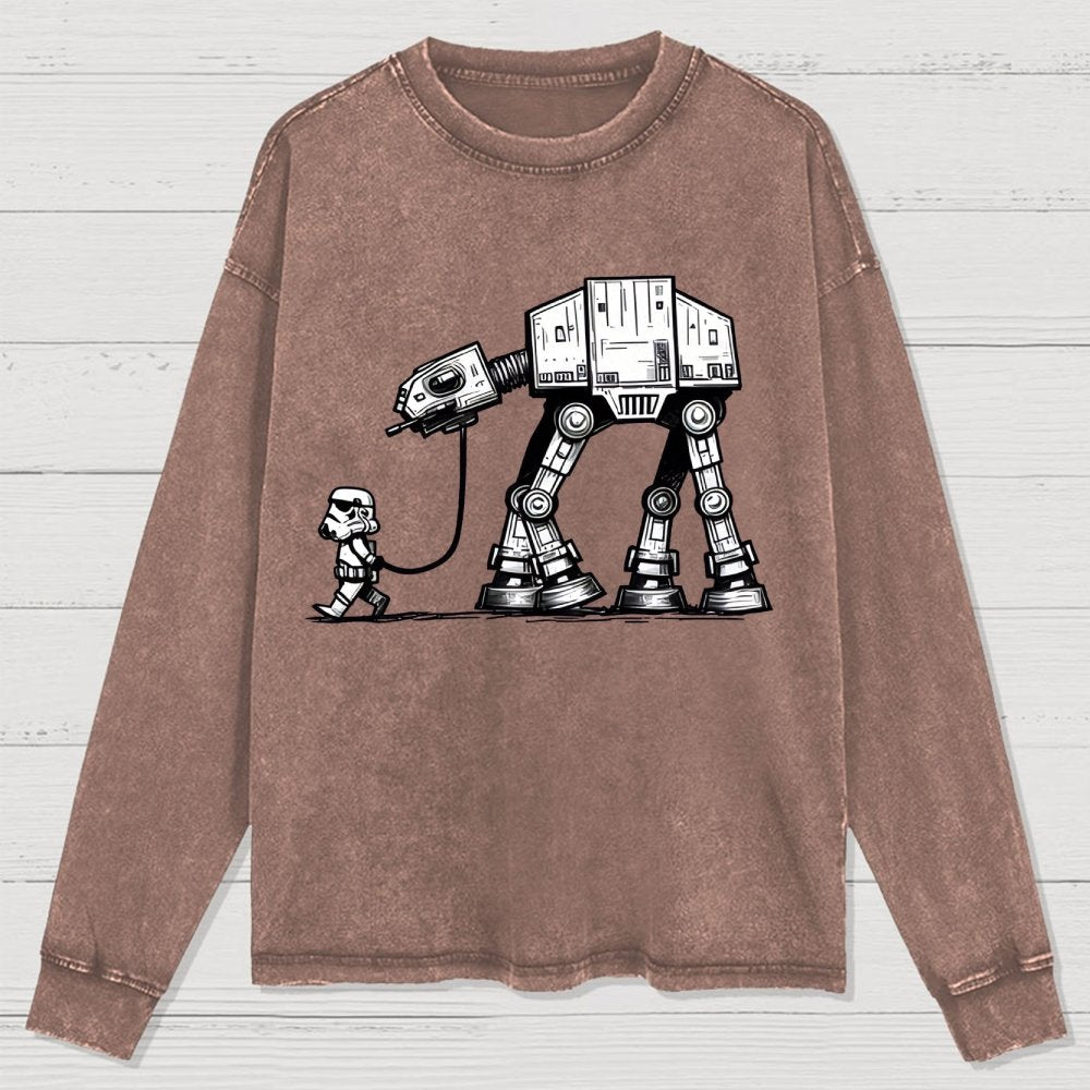 Tech Robot Dog - Galactic Battles Washed Long Sleeve Tee