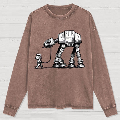 Tech Robot Dog - Galactic Battles Washed Long Sleeve Tee