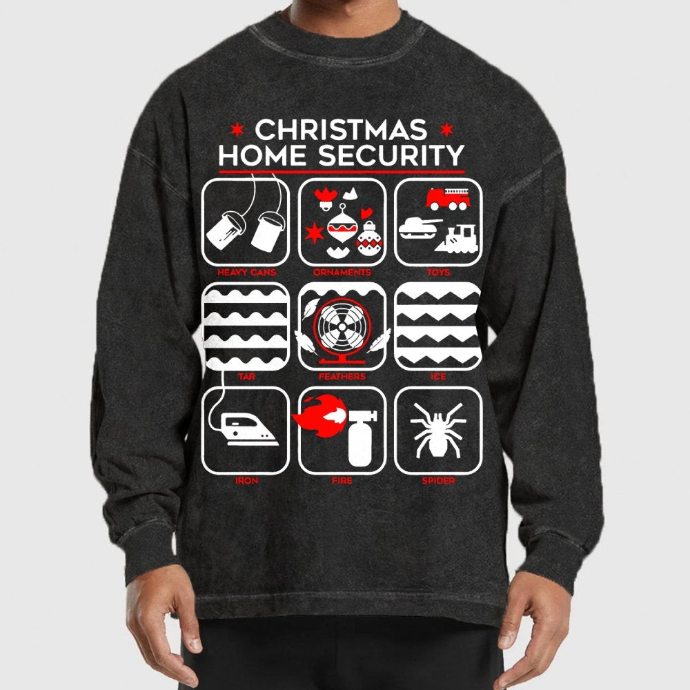 Christmas Home Security Washed Long Sleeve Tee