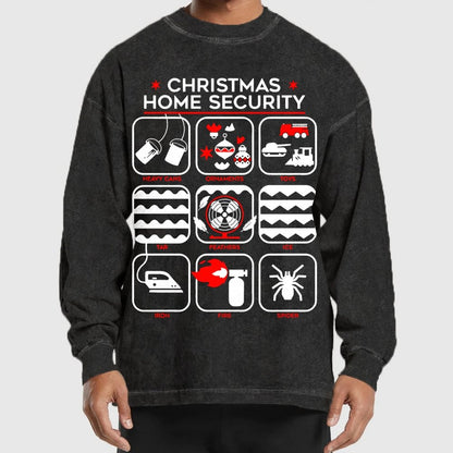Christmas Home Security Washed Long Sleeve Tee