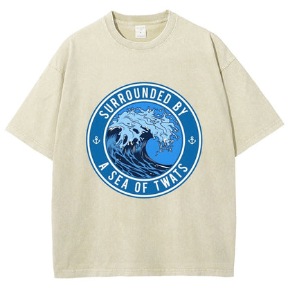 Surrounded By A Sea Of Twats Vintage Distressed T-shirt